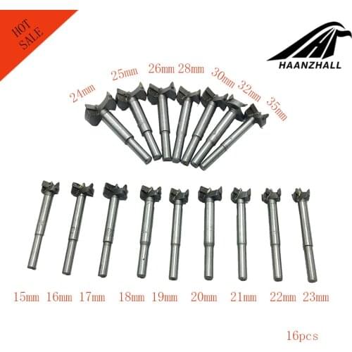 16pcs/Set Core Drill Bits Professional Forstner Woodworking Hole Saw Wood Cutter For Rotary Tools 15-35mm tools drill