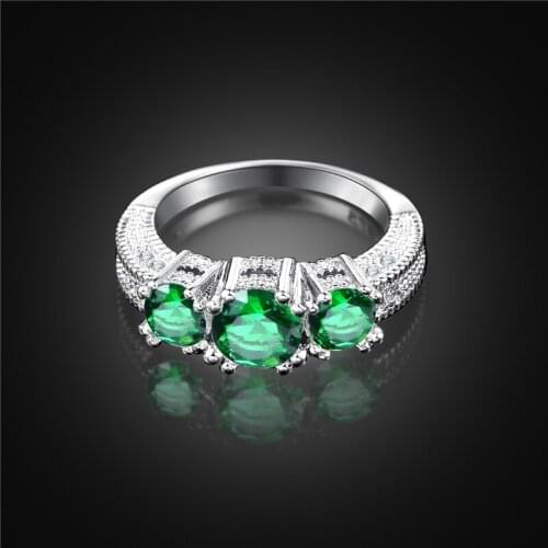 Garilina High-end Fashion Ring Female Factory Direct Supply Green Stone Silver Color ring Classic Wedding Ring For Women AR2266