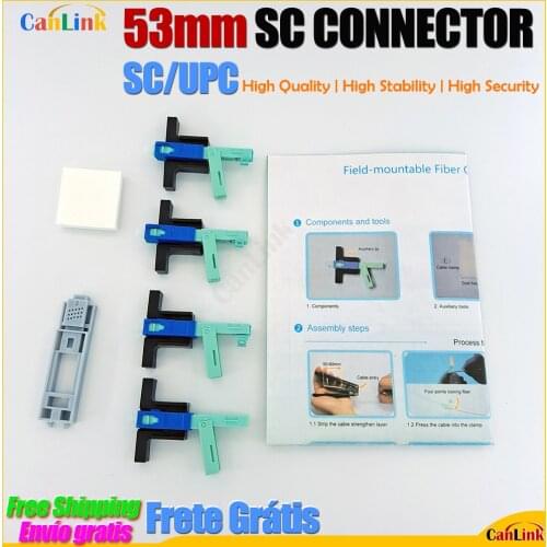 High Quality 53mm SC UPC SM Single-Mode Optical Connector FTTH Tool Cold Connector SC/UPC Fiber Optic Fast Connnector