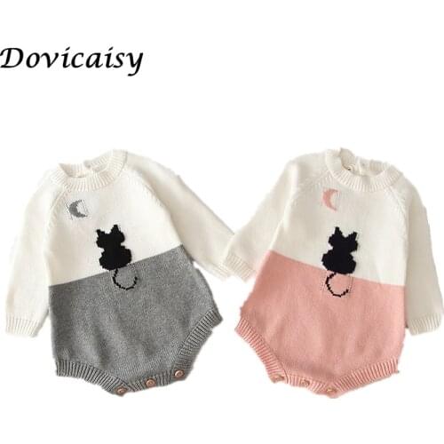 2019 Winter Baby Knitting Rompers Cartoon Long Sleeve Infant Toddler Infant Newborn Baby ClothesFor Girls Boys Jumpsuit