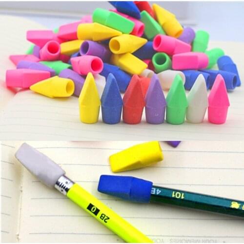 10 PCS Erasers Pencil Top Eraser Caps Chisel Shape Pencil Eraser Toppers Student Painting Correction Supplies Stationery