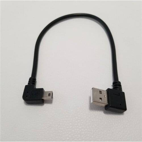 10pcs/lot 90 Degree Right Angle USB 2.0 to Left Mini Male to Male Connector USB Cable 25cm