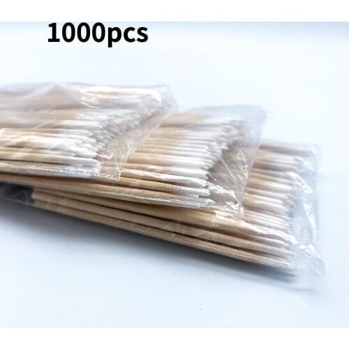 1000 pcs Wood Cotton Swab Eyelash Extension Tools Medical Ear Care Cleaning Wood Sticks Cosmetic Cotton Swab Cotton Buds Tip