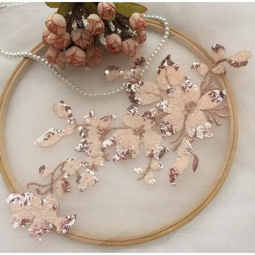 18colors Sew-Patch Dress Lace-Fabric Tssel Sequin Flower Appliques Wedding-Gown Embroidered Black Dance Costume