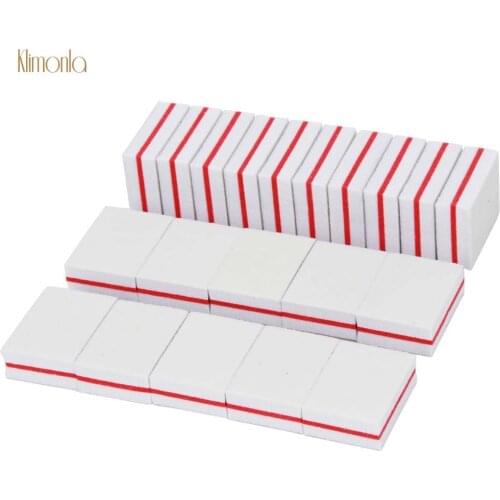 20Pcs White Mini Nail Files Square Block Sponge Sandpaper Buffers 100/180 Grit Disposable Nail Polish Set Tips Salon Tools