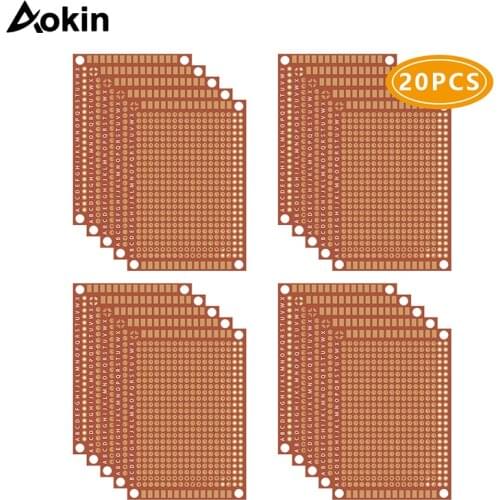 20 Pcs Copper Perfboard Paper Composite PCB Boards (5 cm x 7 cm) Universal Breadboard Single Sided Printed Circuit Board for Pro