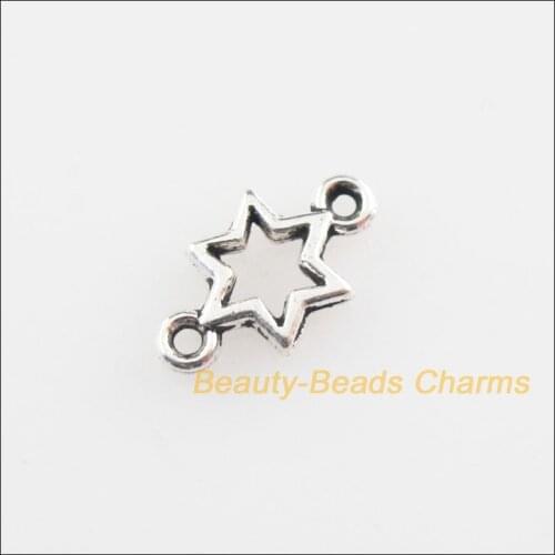 200 New Connectors Tiny Star Tibetan Silver Color Charms 5.5x10mm