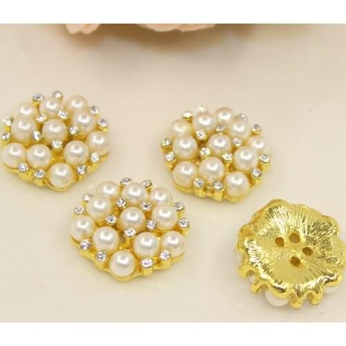 2018 New Arrival Sale Golden Rhinestone Button Buttons 23 Mm 10 Pcs Wheel Butttonsdiy Ivory Handle Sewing Accessories Holes