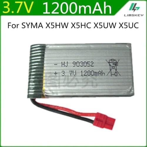 3.7V 1200mah Lipo Battery For Syma X5HC X5HW RC Quadcopter Spare Parts 3.7V 1200mAh Battery RC Camera Drone Accessories