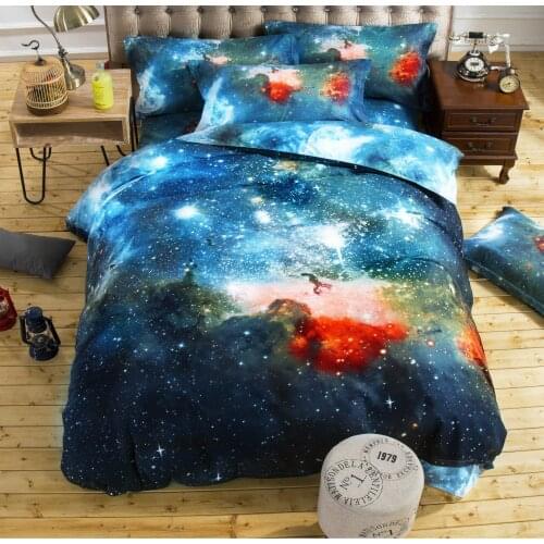 3D Nebula Starry Sky Four-Piece Duvet Cover Bedding Quilt Cover Pillowcases Bed Duvet Quilt Cover Sets Twin Double Queen King