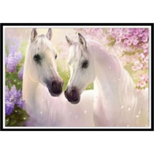 5D Diamond Painting Animal White Horse Diamond Inlay Embroidery DIY Round Stick Cross Stitch Home Decoration New Year Gift