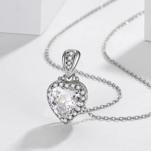 AAA Natural Diamond Necklaces & Pendants 925 Sterling Silver Necklaces For Female Heart Romantic Wedding Jewelry Gift With Chain