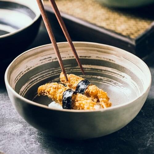 Large Japanese Ceramic Bowl Creative Irregular Household Personalized Ramen Bowl Dumpling Bowl Soup Bowl Beef Noodle Bowl