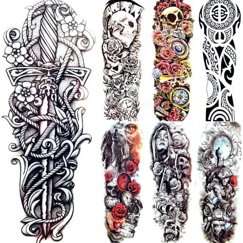 Black Swords Vines Totem Temporary Tattoo Stickers Boys Summer Style Makeup Tattoo Decals Women Men Girl Arm Leg Tatoo Large