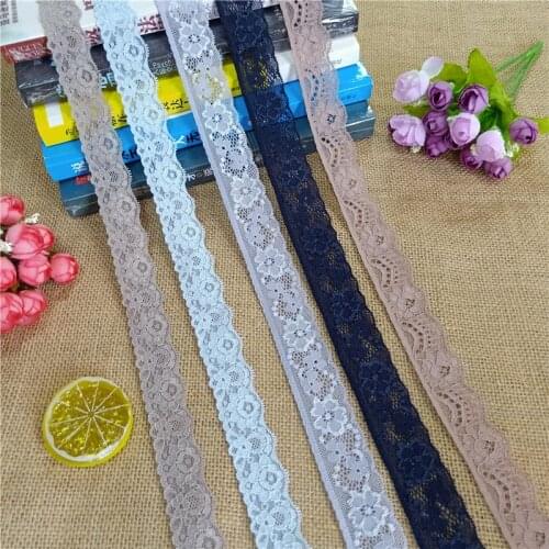 Width 1.5-3cm stretch Elastic and Colorful Nylon Spandex lace fabric trim for dress pants skirt decoration accessories
