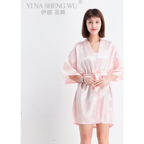 Summer Lady Kimono Bathrobe Women Wedding Kimono Bride Robe Sleepwear Bridesmaid Robes Bathrobe Nightgown Robes Dressing Yukata