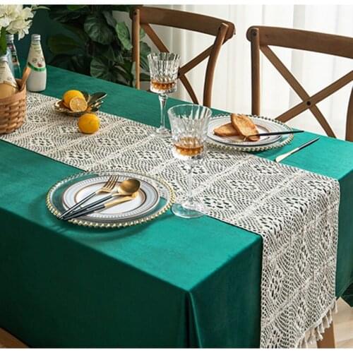 Emerald Luxury Quality Velvet Table Cloth Rectangular For Events Party Home Dining Solid Thick Velveteen Square Mantel Mesa