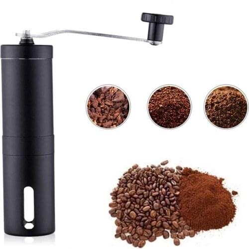 2 Size Manual Ceramic Coffee Grinder Stainless Steel Adjustable Coffee Bean Mill With Rubber Loop Ring Easy Clean Kitchen Tools