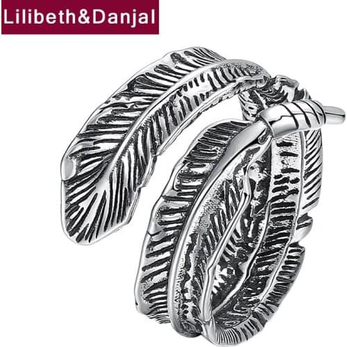 Indians Feather Ring Pure 925 Sterling Silver Fashion Jewelry Women Men Ring 2021 New Designer Anillos Ajustables Para Mujer R53