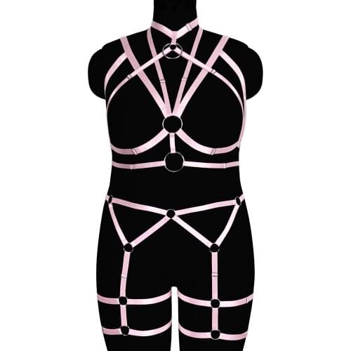Sexy Lingerie Set Harness Fashion 2 Pc Adjust Plus Size Waist Exotic Accessories Dance Clothing Cage Hollow Bra Punk Goth Garter