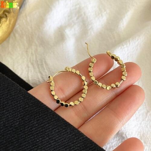 Kshmir Fashionable and temperamental female earring is simple metallic aureate square ear ring metallic sense earring is tasted