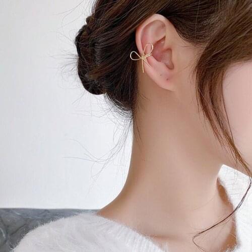 No Piercing Bow Ear Cuffs Wedding Jewelry - Gift Idea Wire Bow Earcuff Earrings Ear Crawler/Jacket Butterfly Bowtie Ear Wrap