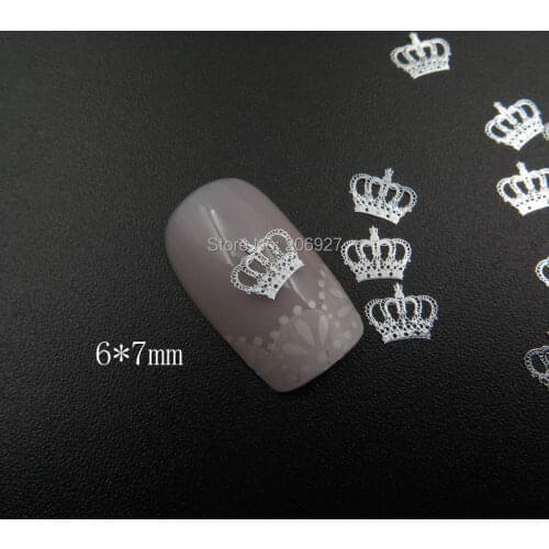 MS358-1 100pcs Silver Cute Crown Metal Sticker Nail Art Metal Sticker Nail Art Decoration Non-adhesive Sticker