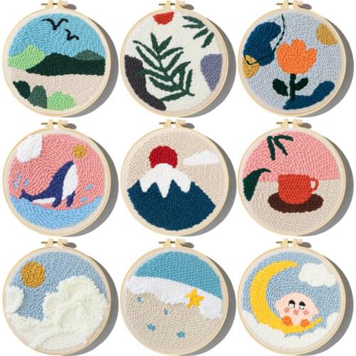 Cloudy Punch Needle Starter Kits Soft Yarn Punch Needle Embroidery DIY Kit Easy Beginner Embroidery Set Home Decor