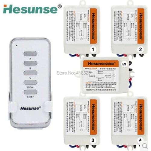 Remote control switch kit,220V Five Ways Wireless Digital Remote control Switch 5 Receivers Long control distance