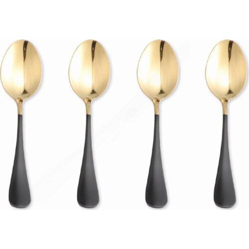 Home Cutlery Set Stainless Steel Black Gold Tableware Set Matte Dinnerware Set Silverware Spoons Kitchen Dinner Black Flatware