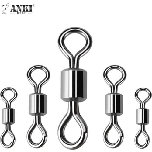 ANKI KEDE 50PCS/Lot Ball Bearing Swivel Solid Rings Fishing Connector Ocean Boat Fishing Hooks