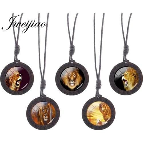 JWEIJIAO Animal Beast King Boys Men Necklace Rope Chains Wooden Pendant Necklaces Classic Fashion Kids Jewelry Accessories J270