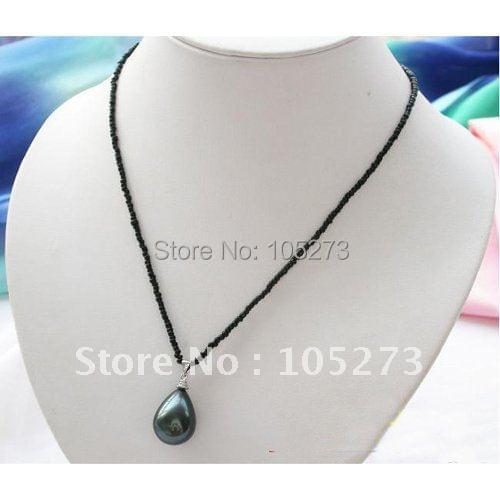15-20MM Drip Black Color South Sea Shell Pearl Necklace Pendant Fashion Jewelry 18inchs Wholesale New Free Shipping FN1628