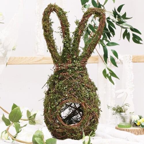 Easter Home Decorative Birdcage Hand-Woven Hanging Rabbit Shape Bird Nest for Courtyard, Garden, Cafe