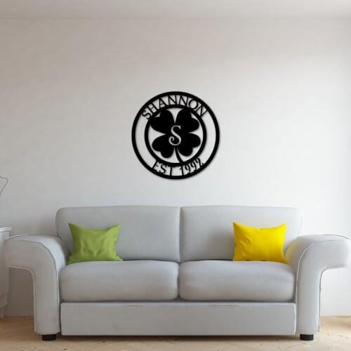 Personalized Shamrock Sign,Last Name Wood Sign,Custom Family Name Monogram,Door Hanger,Irish Name Sign,Irish Home Decor,Wall Art