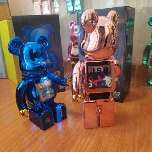 Plating JSB 28CM Bearbricklys Action Figures Cartoon Blocks Bear Dolls PVC Street Art Collectible Models Toys