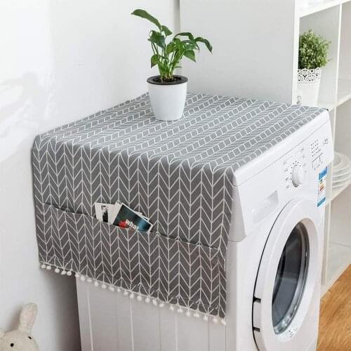 Polyester Cotton Cover Washing Machine Dust Covers Refrigerator Dust Protector With Pocket Storage Bag Clean Home Decoration
