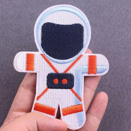Astronaut Size:10.2x7.7cm Patch for Clothing Iron on Embroidered Sew Applique Cute Fabric Badge DIY Apparel Accessories