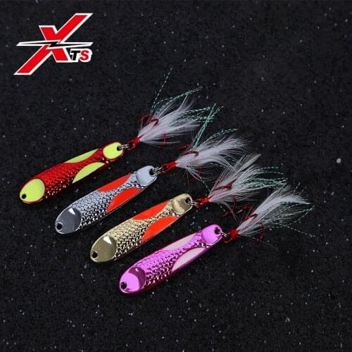XTS Fishing Lures 4g 14g 21g Artificial Metal Sequin Baits Sinking Spoon Crankbaits 4 Colors Swimbaits Fishing Tackle KJS004