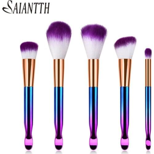 SAIANTTH 5/8pcs makeup brushes set ear spoon colorful white purple hair highlight brush foundation eyeshadow make up brush kit