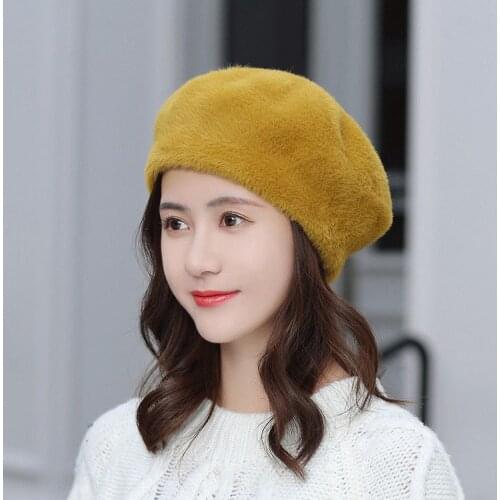 Solid color wool beret pumpkin hat spring autumn winter artist hat painting hat