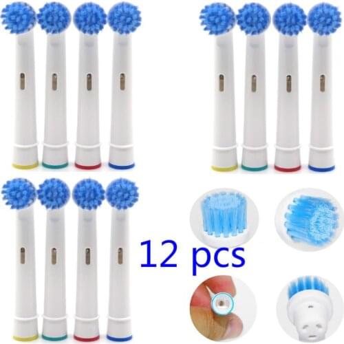 12pcs Battery Tooth Brush Heads Replacement for Oral B Dual Clean Complete Soft Bristles Toothbrushes Heads