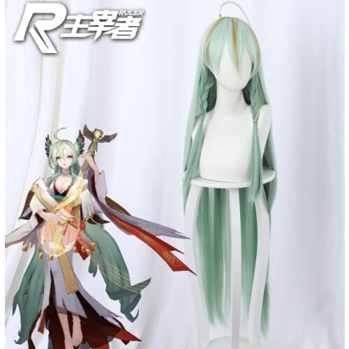 Light Green Gradient Dark Green Cos Wig Long Straight Hair Wig High Temperature Heating Synthetic