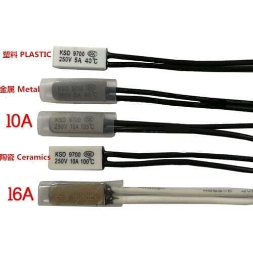 10 pcs Thermal Switch KSD9700 from 115 Degrees to 150 Degrees Metal/Plastic Housing 2a/5/10/16/30A