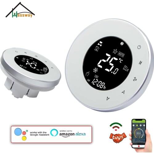 HESSWAY EU Wifi Smart Touch Thermostat for Round Mounting Panel Heater Cooler Regulator By TUYA APP