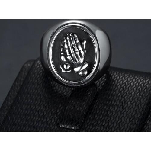 Unique Vintage Virgin Mary Praying Hands Ring for Men Women Party Christmas Jewelry Boyfriend Gift