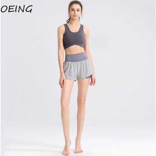 Biker Shorts 2 Piece Set Sport Yoga Women Suit Workout Clothing Open Back Bra Sets