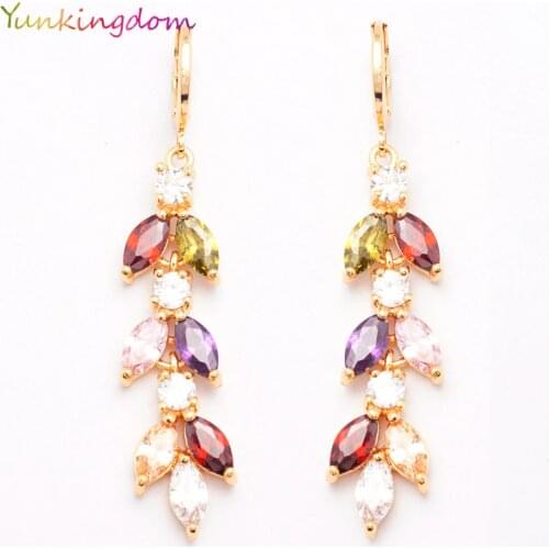 Yunkingdom Long Earrings for Women CZ Crystal Cubic Zirconia Earring Female Fashion Wedding Jewelry ALP0126