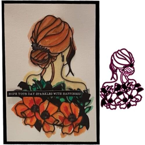 Woman flowers Metal cutting dies for the manufacture of clipping-album cards Template of relief paper cuts Art New for dies