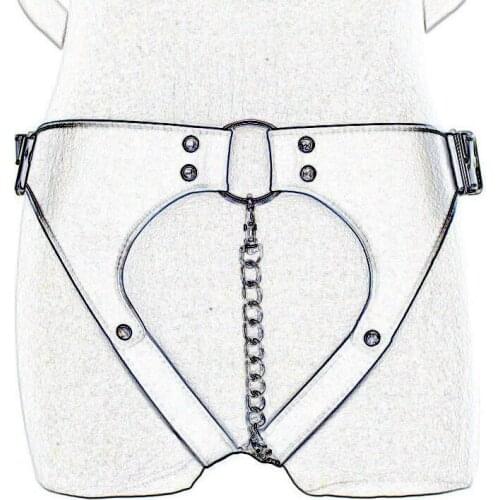 Rivets Chain panty Strappy Body Women Sexy Low-waist Pantise Temptation Hollow Out Leather Bondage Harness Underwear Brief Thong